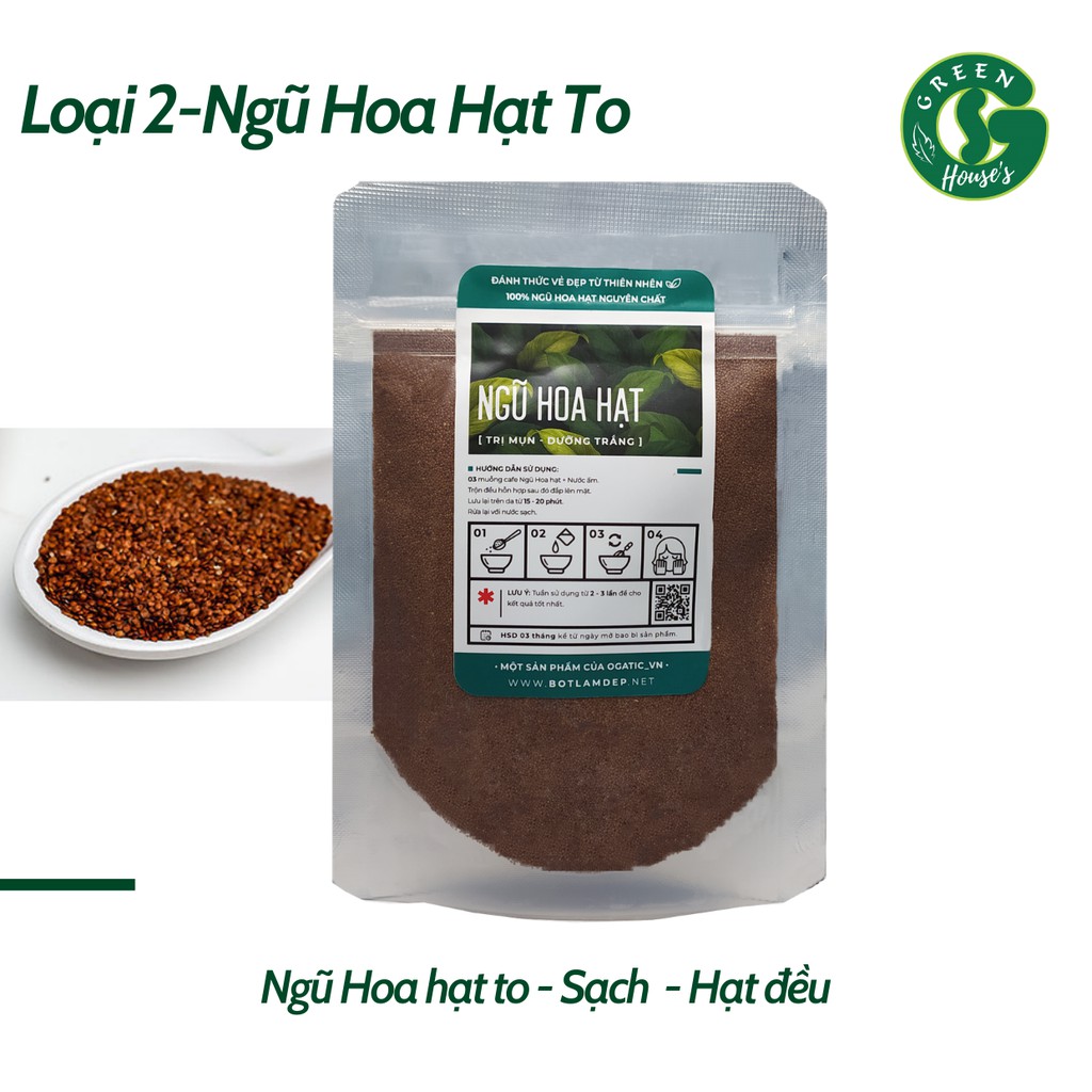 Ngũ hoa hạt nguyên chất Organic ( hạt ngũ hoa, hạt đình lịch ) 100Gr - Handmade B1.001