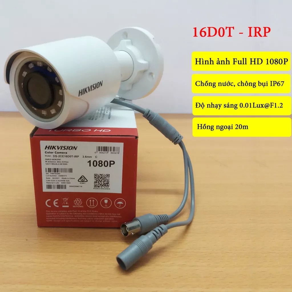 Trọn bộ camera hikvision 2.0MP full HD, xem qua điện thoại, BH chính hãng, cắm là chạy