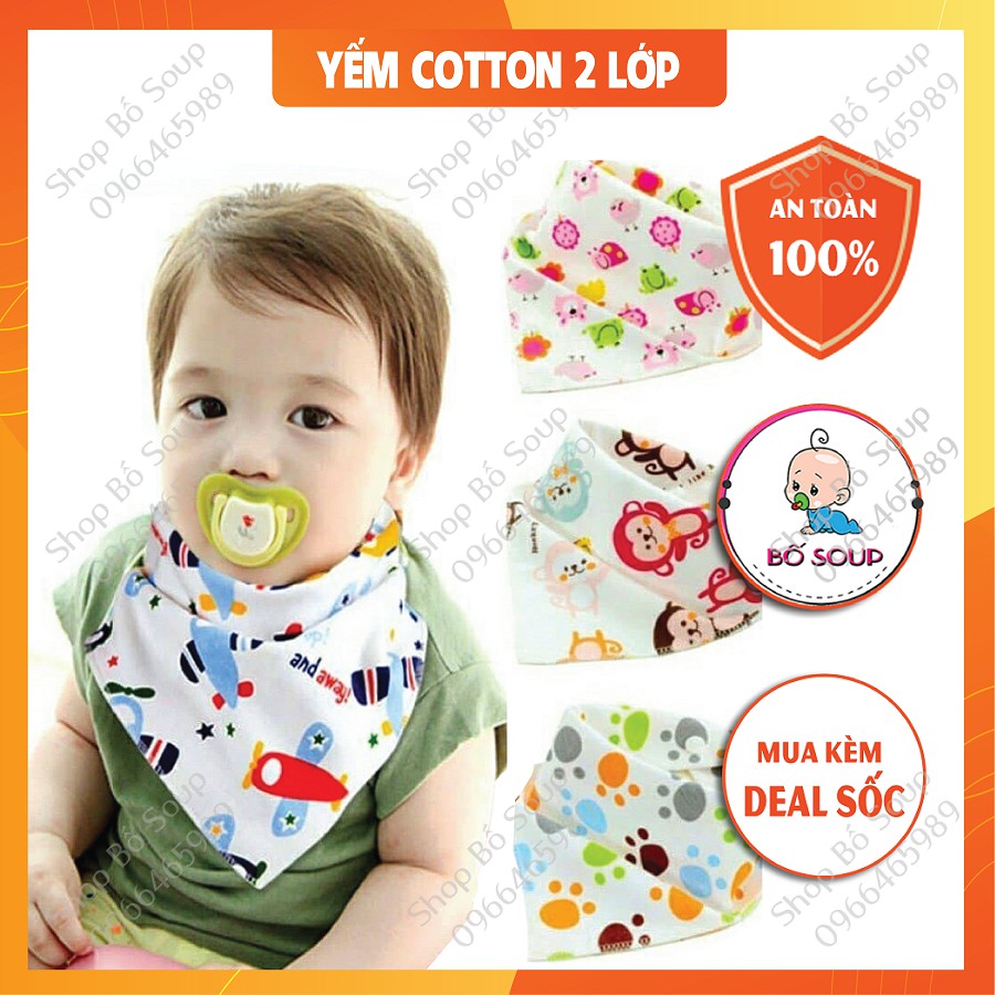 Khăn yếm cho bé chất liệu Cotton có cúc bấm Shop Bố Soup