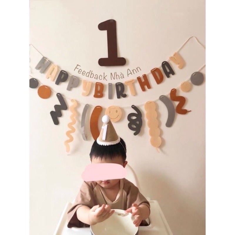 Số tuổi chất vải dạ trang trí sinh nhật hàn quốc màu nâu