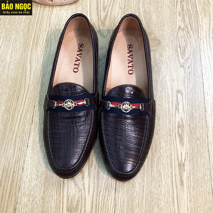 Giày Lười Da Sần Nâu Băng Xích Thời Trang, Giày Nam Công Sở - Da Bò Nguyên Tấm, Đế Cao Su Đúc - Màu Nâu - Hàng Việt Nam | BigBuy360 - bigbuy360.vn