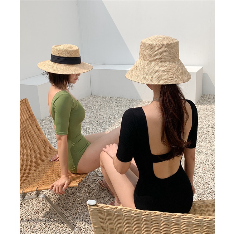 Bikini liền thân, có bigsize Đồ bơi nữ liền thân tay ngắn khoét lưng DÂY NGANG hàng Quảng Châu cao cấp