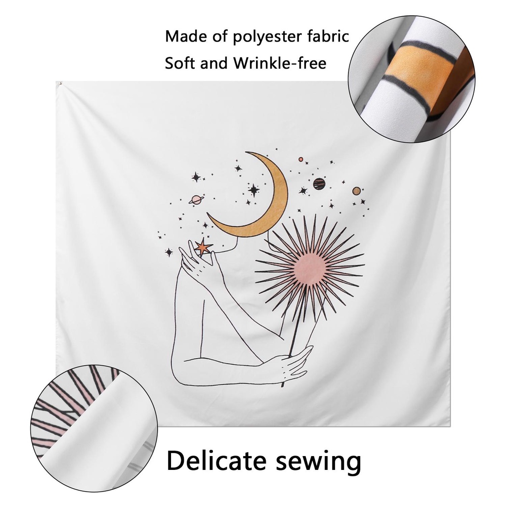 KUNHEV Thảm Treo Tường Trang Trí Hình Mặt Trời / Mặt Trăng / Mặt Trời Đầy Màu Sắc Tươi