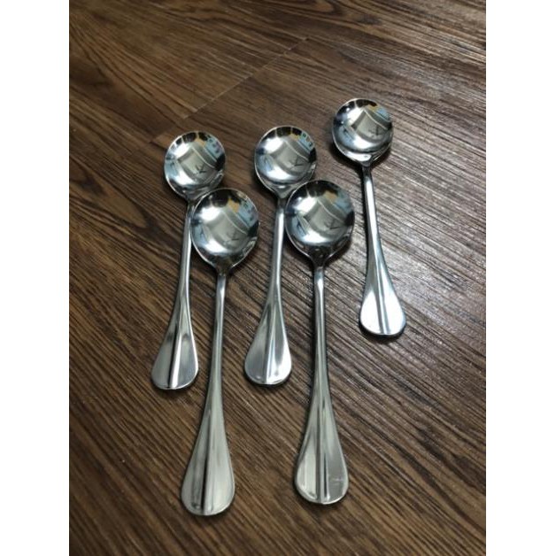 Sét 5 thìa cán hình quạt 100% inox 430