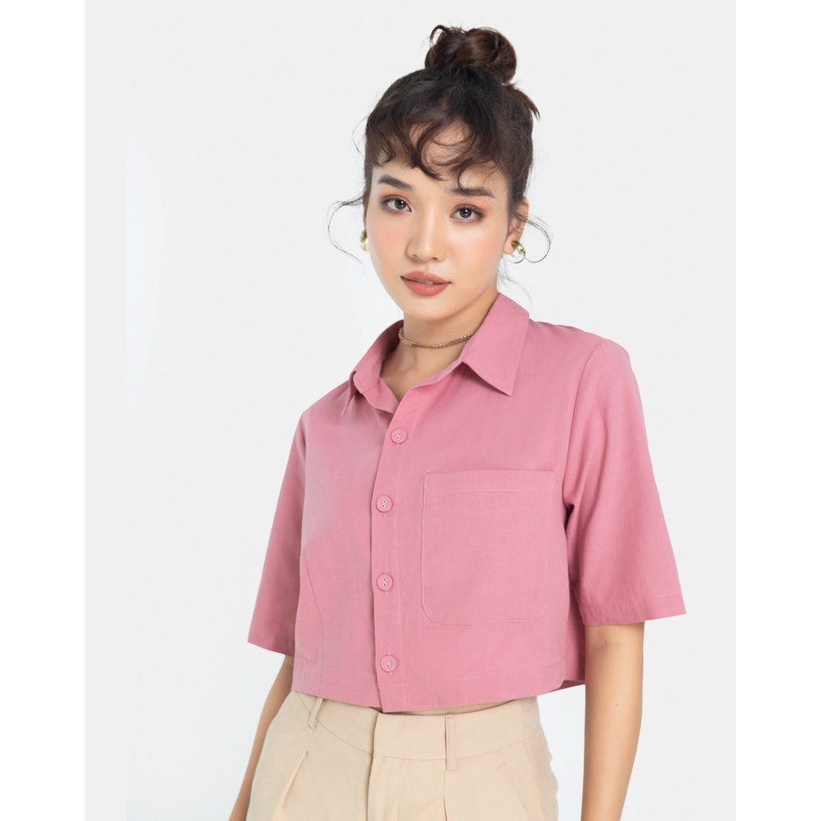 Áo Sơ Mi Nữ Thời Trang JUNO Dáng Rộng Tay Ngắn JNASM008