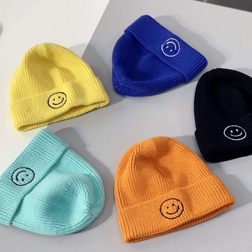 Mũ len thời trang đan hình mặt cười đáng yêu nhiều màu giữ ấm phong cách mùa đông hợp thời trang cho bé