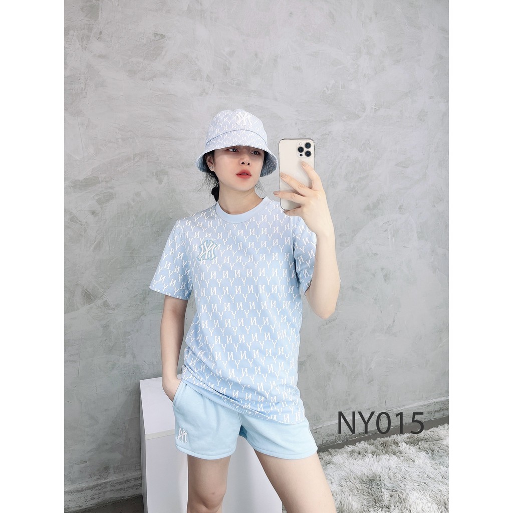 (HÀNG XUẤT XỊN) Áo xanh in mono logo thêu Ny015 Mờ lờ bê Monogram Blue Sky