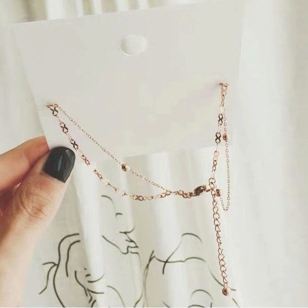Lắc chân/vòng tay hai lớp bằng thép titan mạ vàng hồng 18k/trắng/vàng hồng phong cách Nhật cho nữ