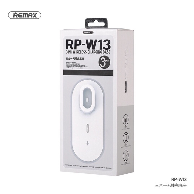 Đế sạc nhanh không dây 3in1 Remax W13 có đèn Led