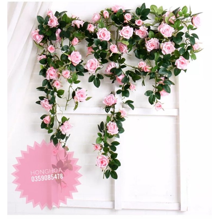 Dây Hồng Leo Giả Dài 2m trang trí decor siêu xinh