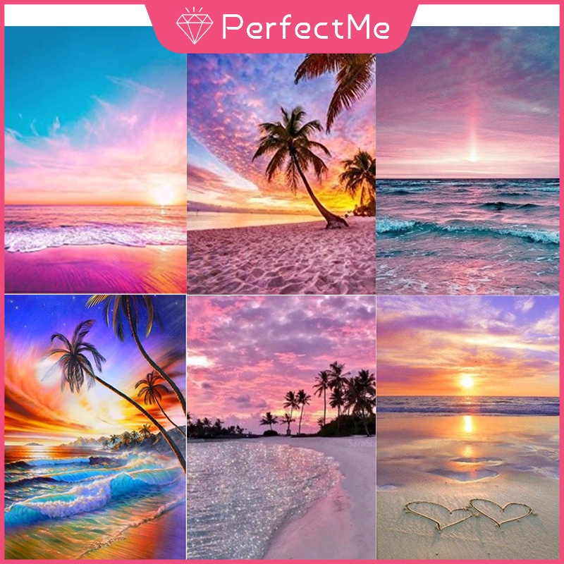 Bộ Tranh Đính Đá 5D Tự Làm Hình Phong Cảnh Biển 30x40cm Trang Trí Nhà Cửa