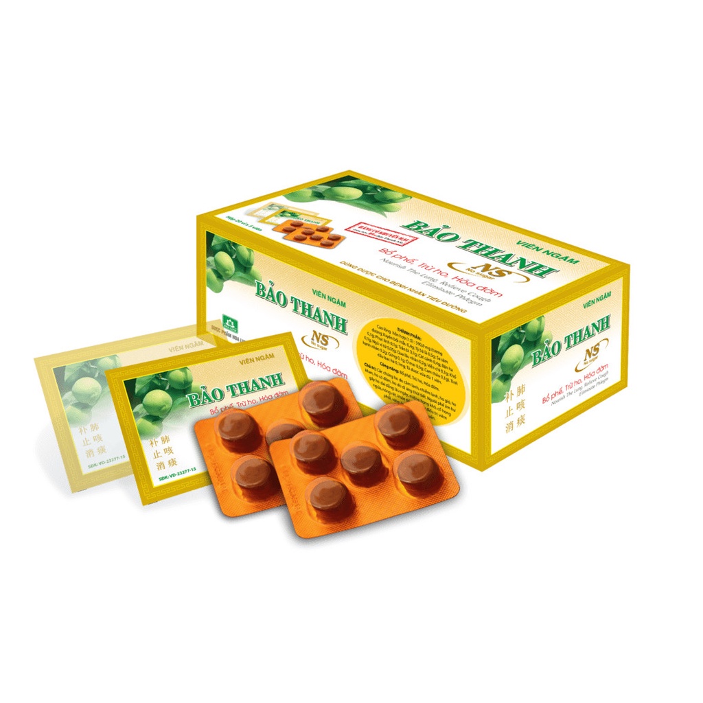 Viên ngậm Bảo Thanh có đường - vỉ 5 viên, hỗ trợ trừ ho, tiêu đờm