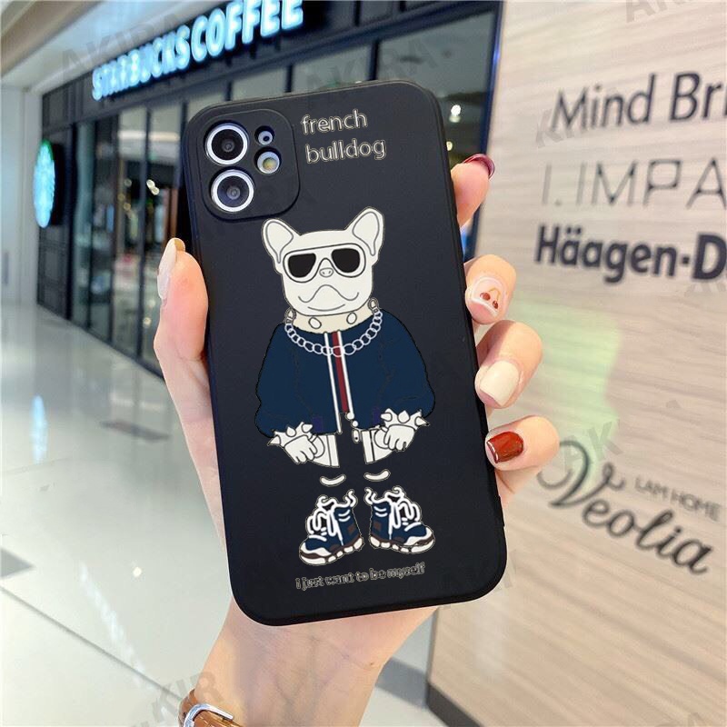 Ốp lưng iphone cạnh vuông giả 14 bulldog 6 5s/6/6plus/6s/6splus/7/7plus/8/8plus/x/xr/xs/11/12/pro/promax/13/14Promax