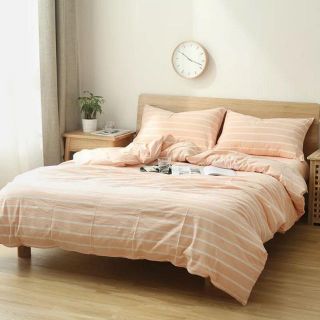 Bộ hồng cam kẻ ngang set đũi 4 món họa tiết hàn quốc