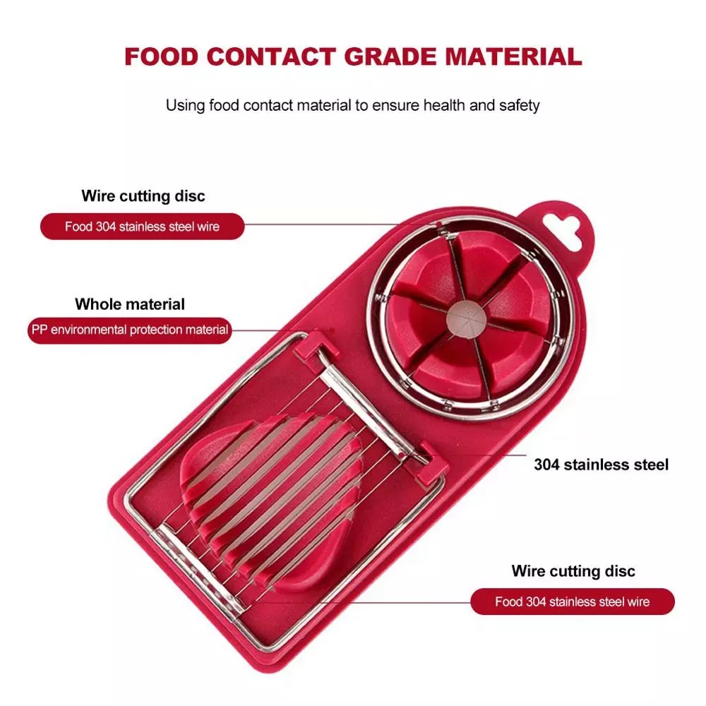 Dụng Cụ Cắt Trứng Luộc 2 Trong 1 Bằng Thép Không Gỉ