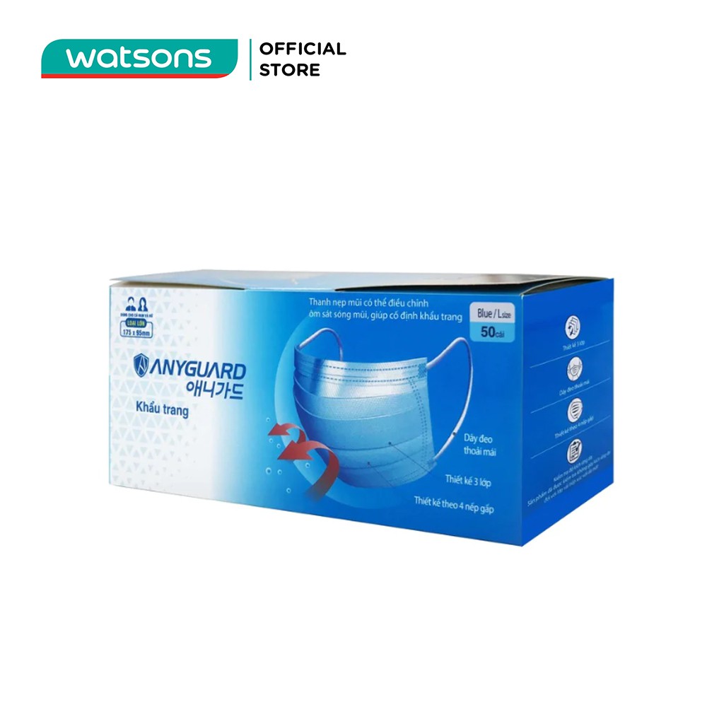 Khẩu Trang Y Tế Cao Cấp Anyguard Loại Lớn Dành Cho Nam Nữ 50 Cái/ Hộp