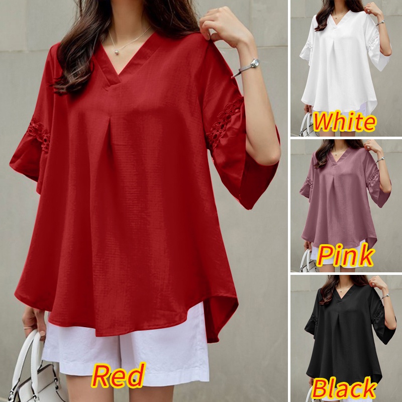 Áo kiểu Zanzea tay lửng phối ren thời trang cho nữ