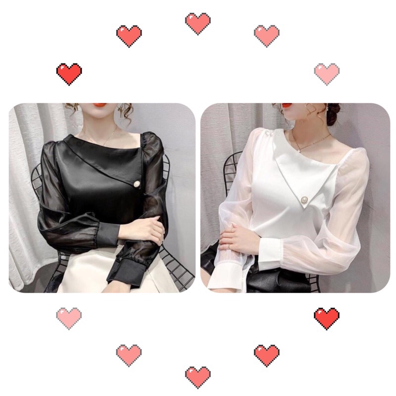 Áo lụa tay voan cổ nữ hoàng
