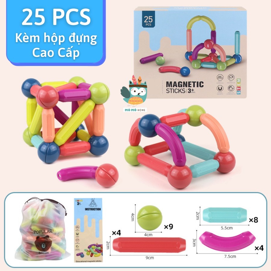 Bộ Xếp Hình Nam Châm Cho Bé (36, 42, 64 chi tiết), Montessori cao cấp, Đồ chơi Gỗ - Giáo Dục - An toàn - Thông minh