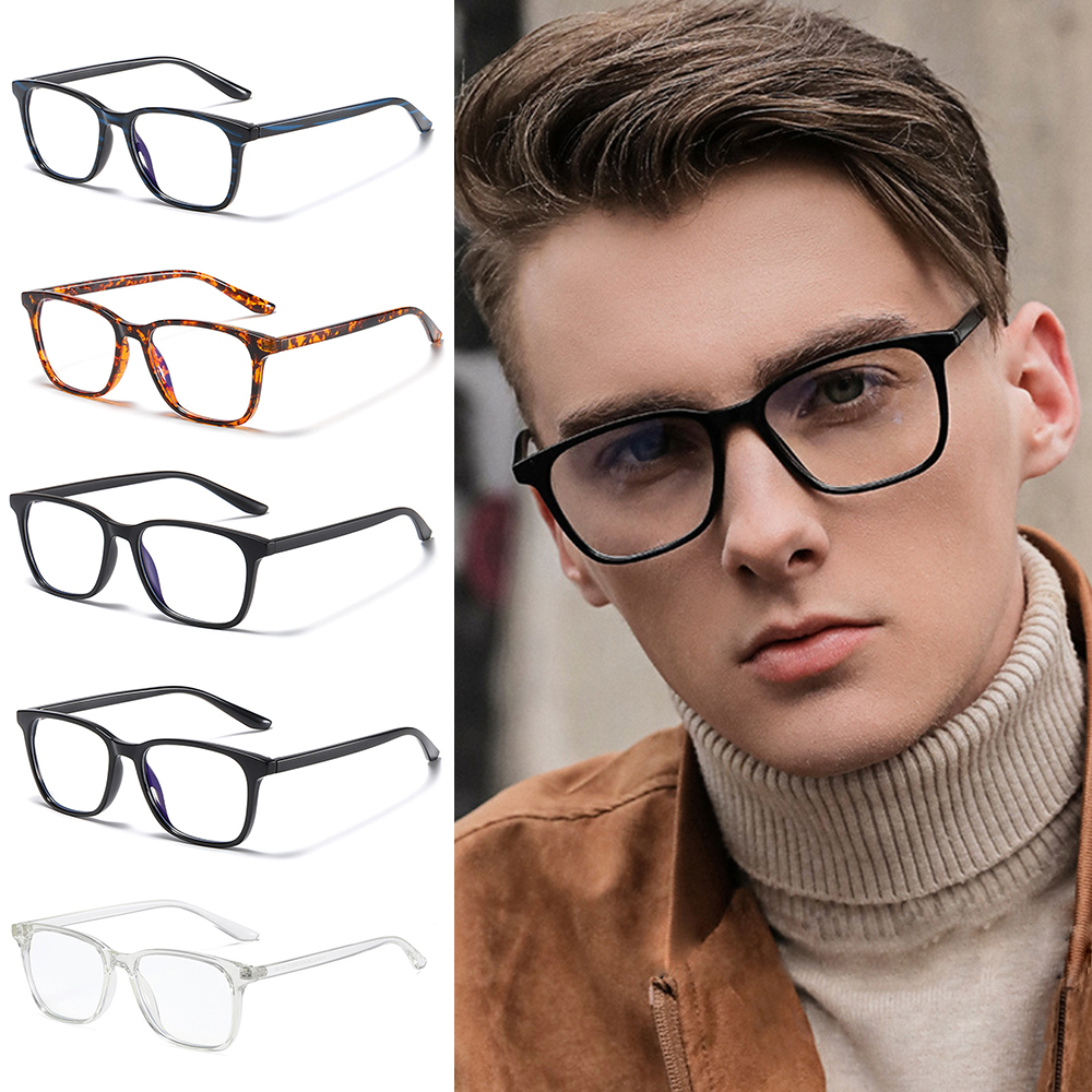 Kính Đọc Sách Chống Tia UV400 Gọng Nhẹ Màu Xanh Dương Có Bản Lề Lò Xo Kiểu Retro Cho Nam Nữ