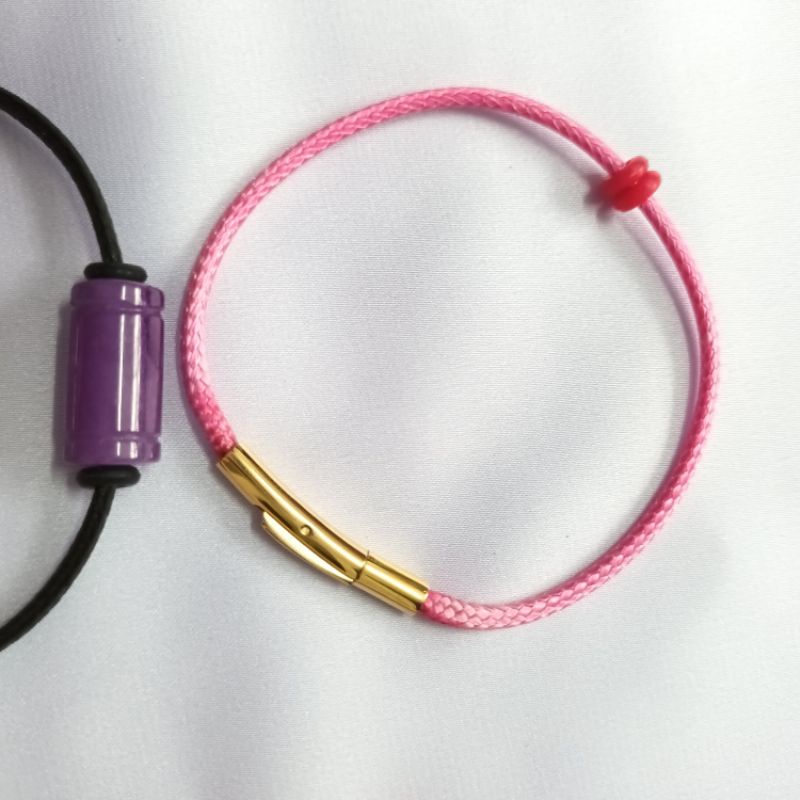 Vòng tay lu thống đầu xuôi đuôi lọt đá T.A tím khóa bấm cao cấp