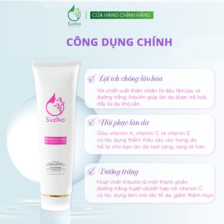 Kem Body Suziko Dưỡng Trắng Toàn Thân Với Công Nghệ Hạt Nano Phân Tử 200ml