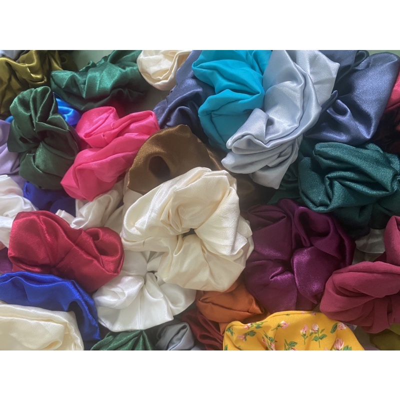 Cột Tóc Vải Scrunchies Hoạ Tiết Hoa Phong Cách Vintage
