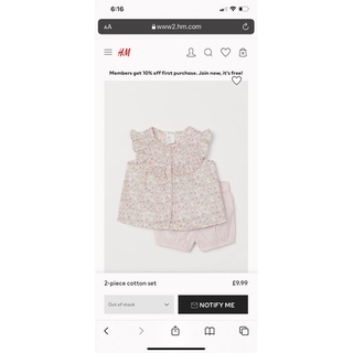 Set bộ bé gái Light pink/Floral HM Auth màu hồng sale