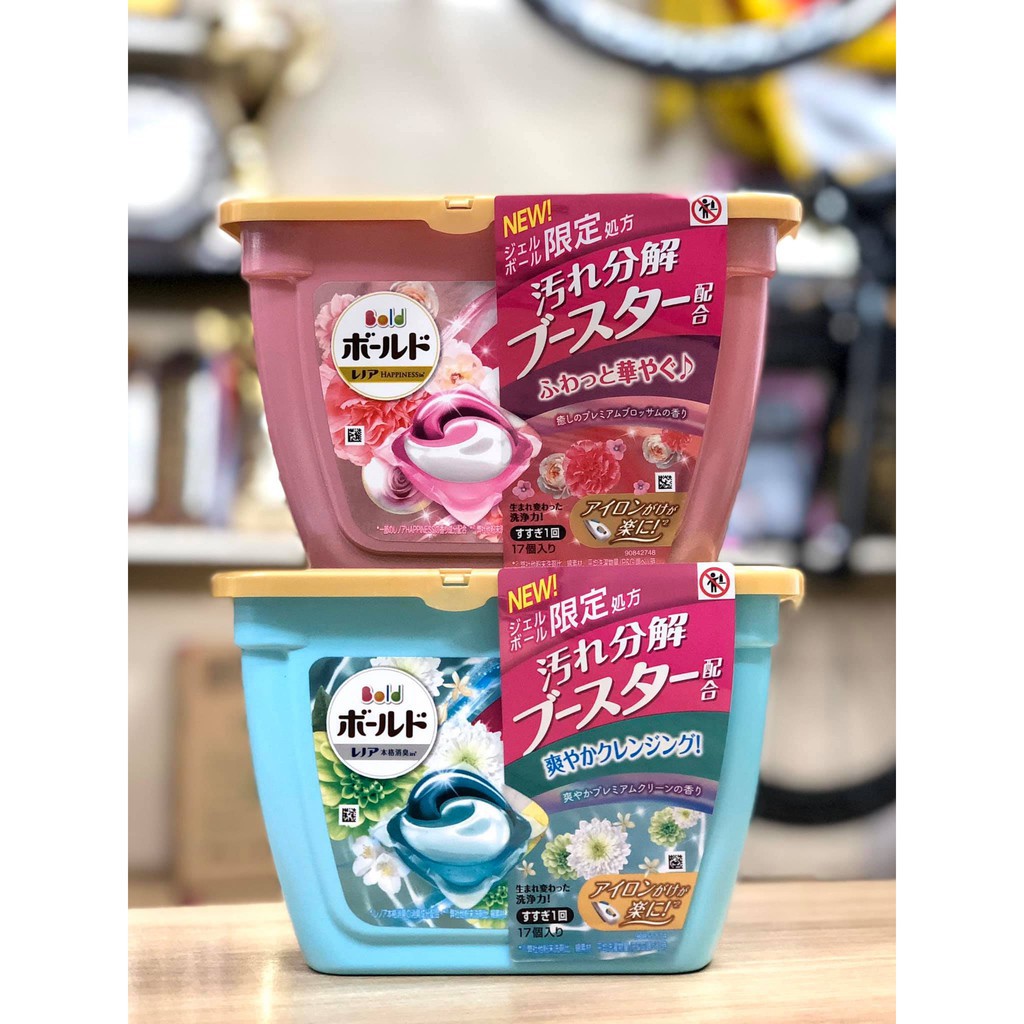 Viên giặt xả P&amp;G Nhật Bold GelBall 3D 17 viên (xanh/hồng)