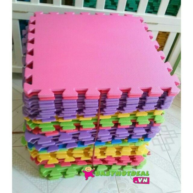 Bộ 10 tấm thảm không hoa văn kt 30cm x 30cm x 1cm 9 màu khác nhau