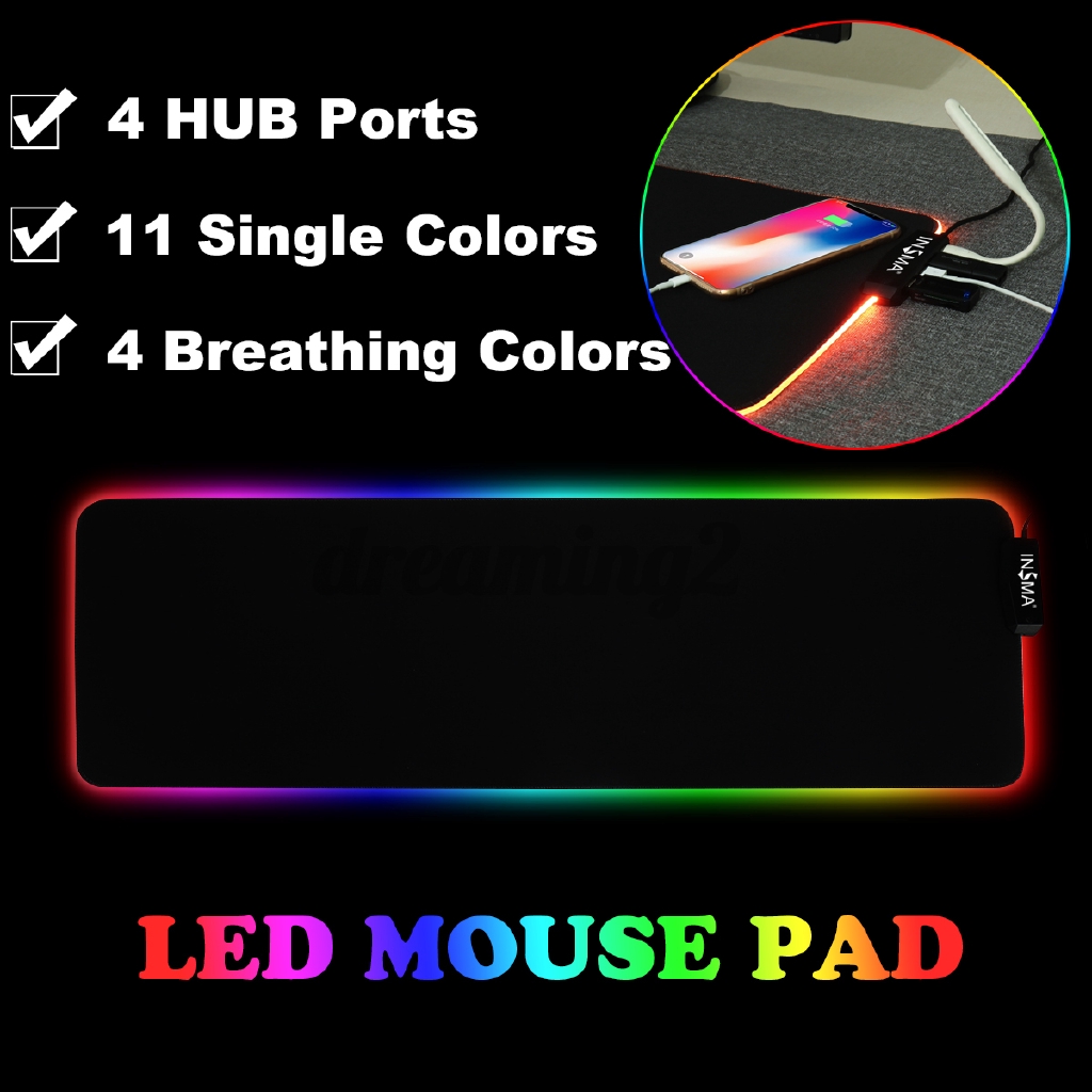 Miếng Lót Chuột Và Bàn Phím Chơi Game 4 Cổng Có Đèn Led