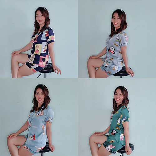 Đồ bộ pijama lụa satin cao cấp quần đùi tay ngắn - Dùng như đồ bộ nữ mặc nhà, đồ bộ đi chơi đều được - Anquachi | BigBuy360 - bigbuy360.vn