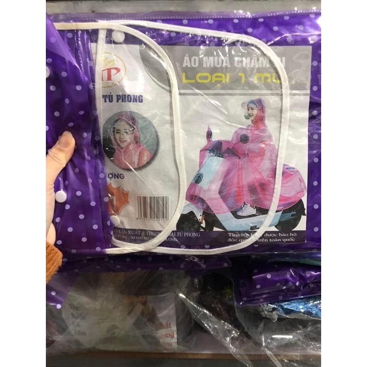 ÁO MƯA CHẤM BI có kính hàng to, đẹp, dày dặn