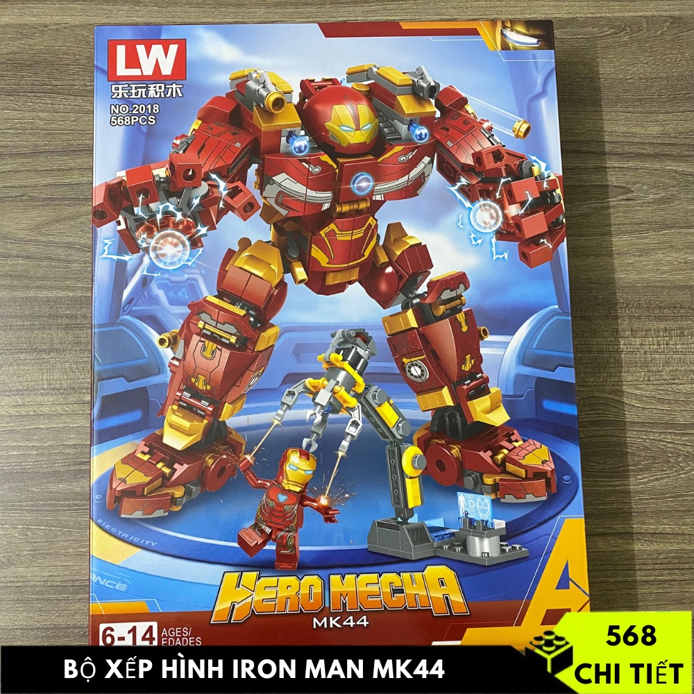 [568 chi tiết] Bộ xếp hình Avengers Iron Man 568 Mảnh Ghép, Hình Robot Người Sắt