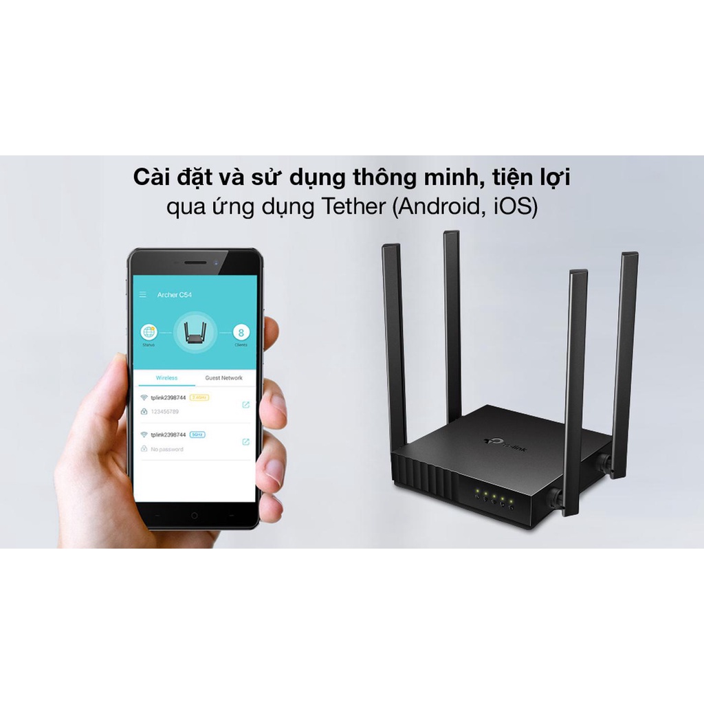 Bộ Phát Wifi TP-Link Archer C54 Băng Tần Kép Chuẩn AC 1200Mbps - TRANGIATELECOM