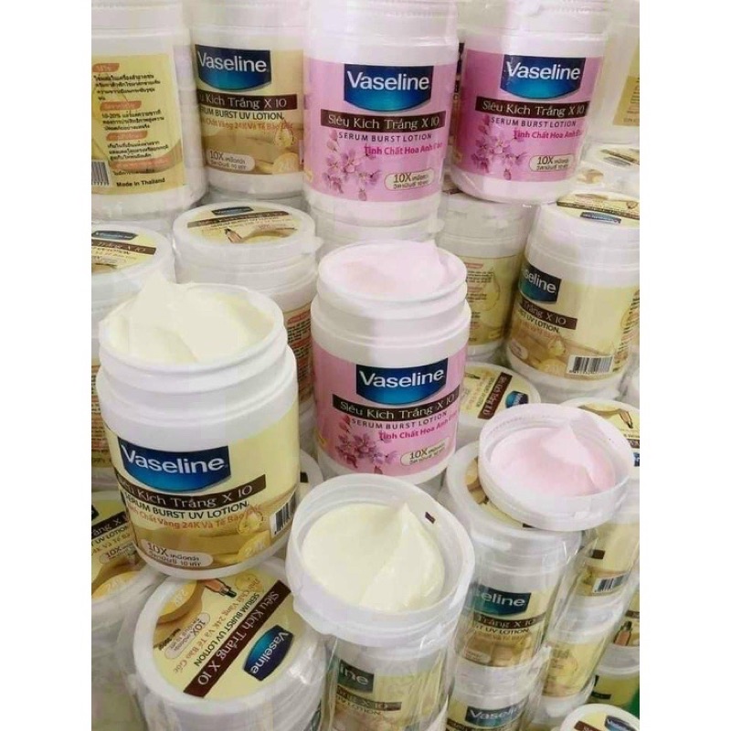 Kích Trắng Vaseline X10 Hủ 200g-Kích trắng vaselin dưỡng ẩm mềm mịn da ngày và đêm