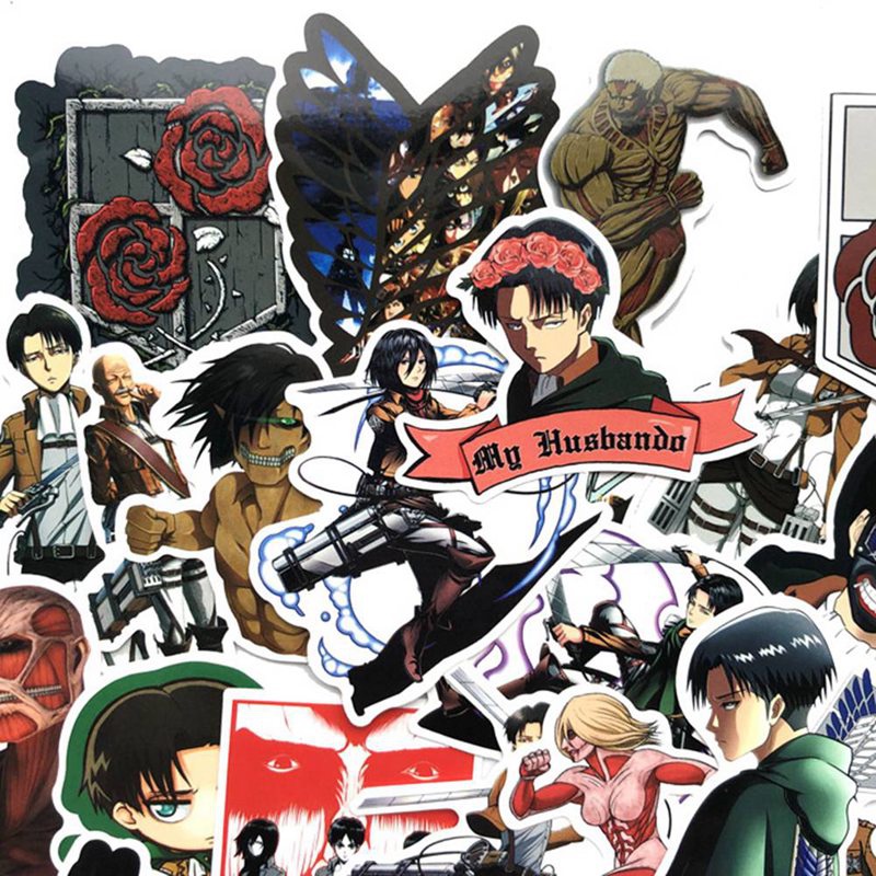 Tmdbyx Bộ 42 Miếng Dán Hoạt Hình Attack on Titan Chống Thấm Nước Trang Trí Vali