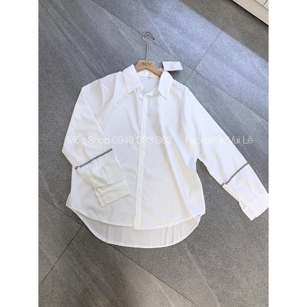 [ CÓ ẢNH THẬT + VIDEO TỰ QUAY] Áo Sơ Mi Trắng Hot Hit Có Hoạ Tiết Tay Áo Hàng Đẹp | BigBuy360 - bigbuy360.vn