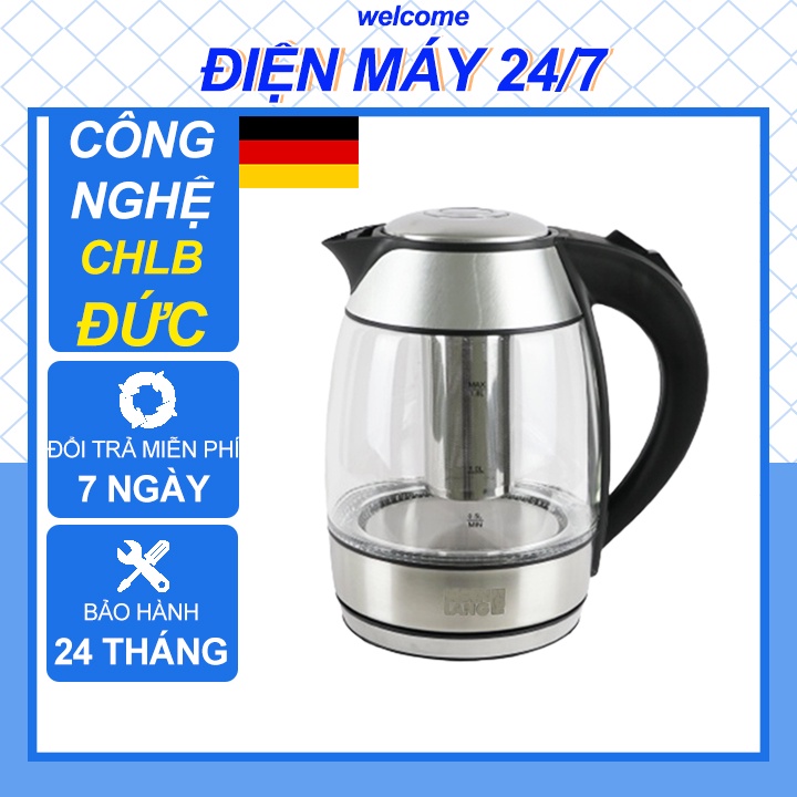 Ấm Đun Nước Siêu Tốc Công Nghệ Đức 1,8 - 2,5 L - Bình Đun Nước Siêu Tốc Thủy Tinh Chịu Nhiệt Siêu Bền