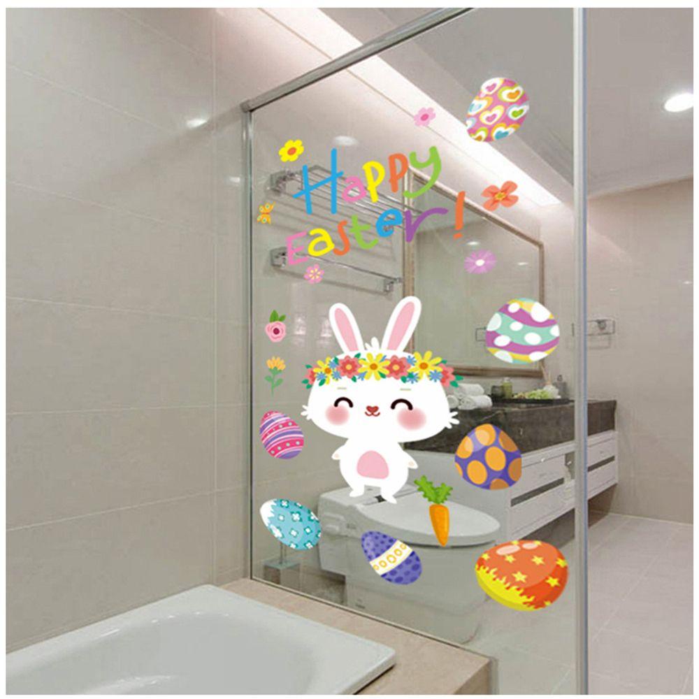 Bộ 125 Miếng Dán Cửa Kính / Cửa Sổ / Gương / Cửa Ra Vào Họa Tiết Thỏ / Hoa Cà Rốt Hai Mặt Trang Trí Lễ Phục Sinh DIY
