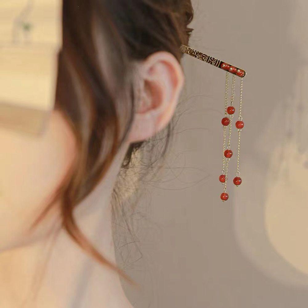 Trâm Cài Tóc Tua Rua Dài Bằng Kim Loại Hình Hoa Phong Cách Hanfu Cổ Điển Sáng Tạo Cho Nữ