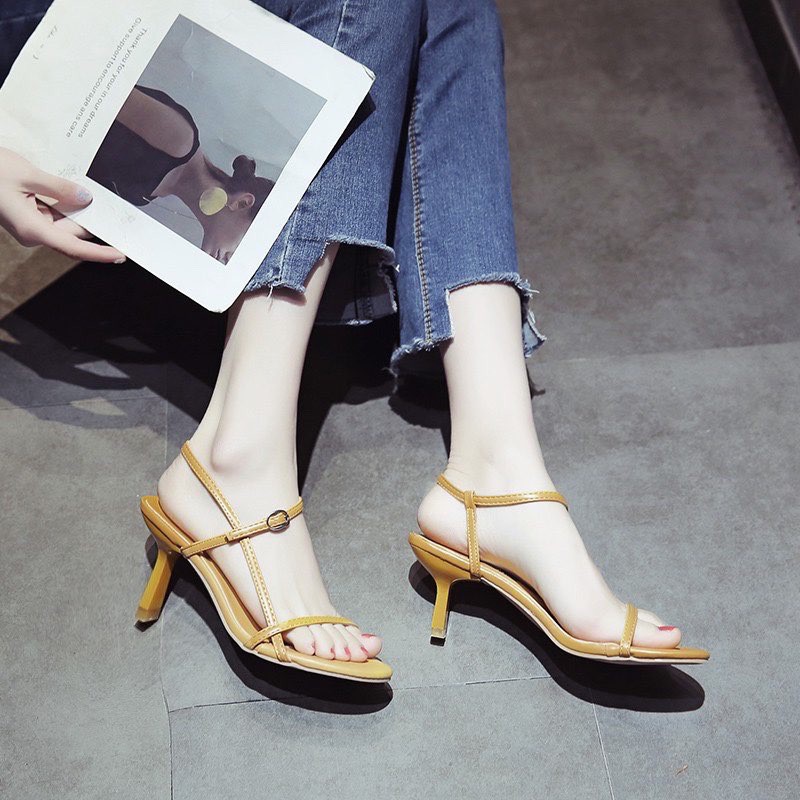 Sandal nữ giày cao gót quai mảnh dáng hàn quốc cao 7cm fom nhỏ - b81