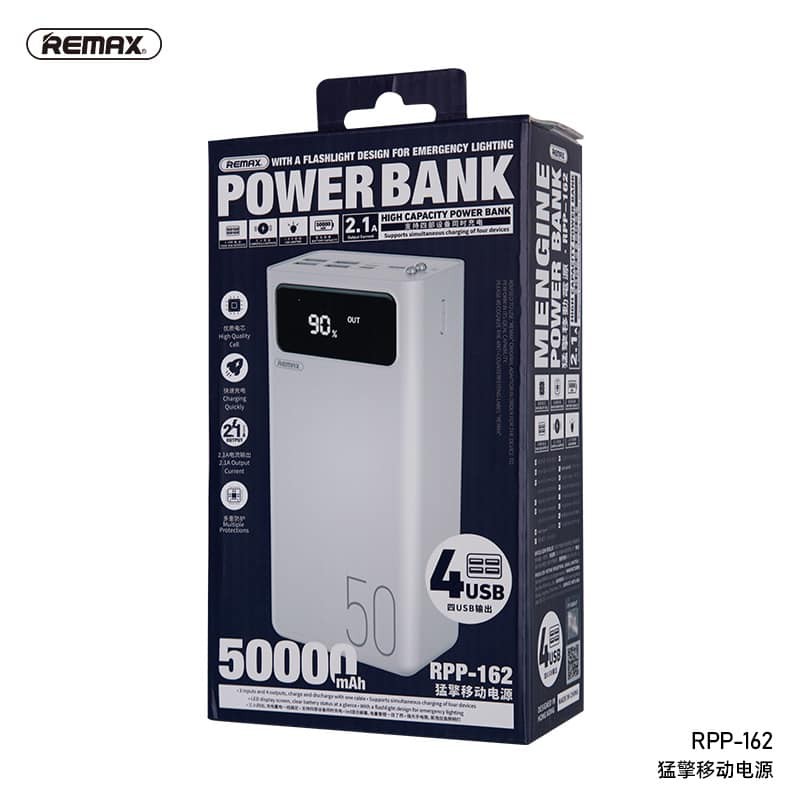PIN DỰ PHÒNG REMAX 50.000MAH RPP-162 CÓ LED VÀ ĐÈN FULLBOX