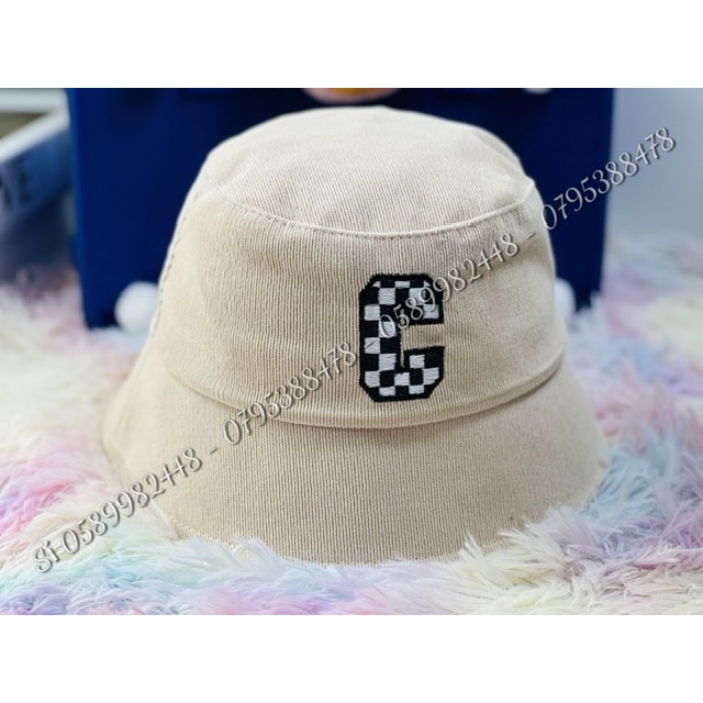 MŨ BUCKET VÀNH NHUNG THÊU CHỮ C PHONG CÁCH ULZZANG HÀN QUỐC ĐƠN GIẢN (nón siêu rẻ)