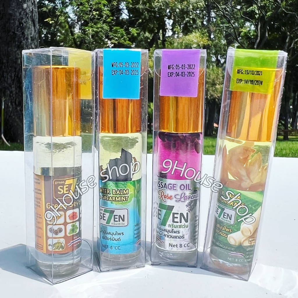 01 Dầu Lăn Thảo Dược Hương Bạc Hà Green Seven Oil Spearmint Thái Lan 8ml