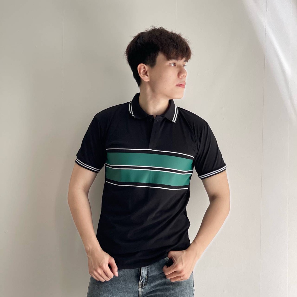 Áo Polo, áo thun nam cao cấp sọc xanh ngang đen trắng UP SIZE XXL 74kg  form ôm dáng chuẩn, chất thun lạnh cotton thoáng | BigBuy360 - bigbuy360.vn