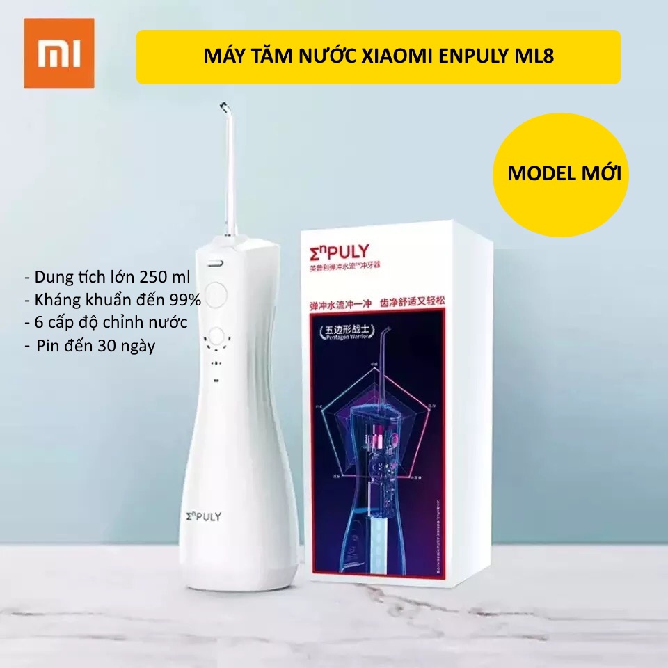 [Sẵn hàng]Máy tăm nước Xiaomi Enpuly ML8 pin 30 ngày,Kháng khuẩn 99%,dung tích 250ML, 6 tốc độ, công nghệ bảo vệ nướu