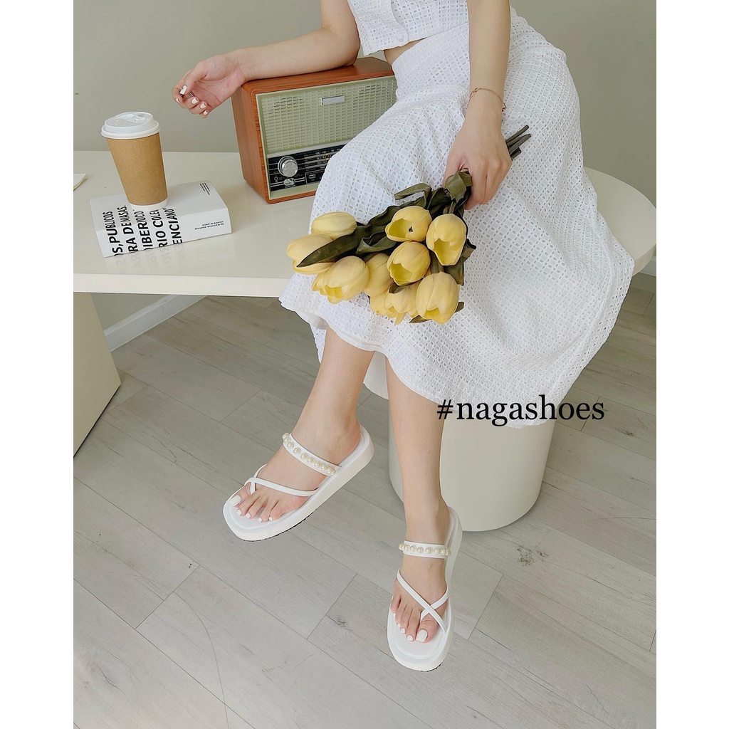 DÉP NAGASHOES XỎ NGÓN QUAI NGANG ĐÍNH NGỌC 4P NAD214