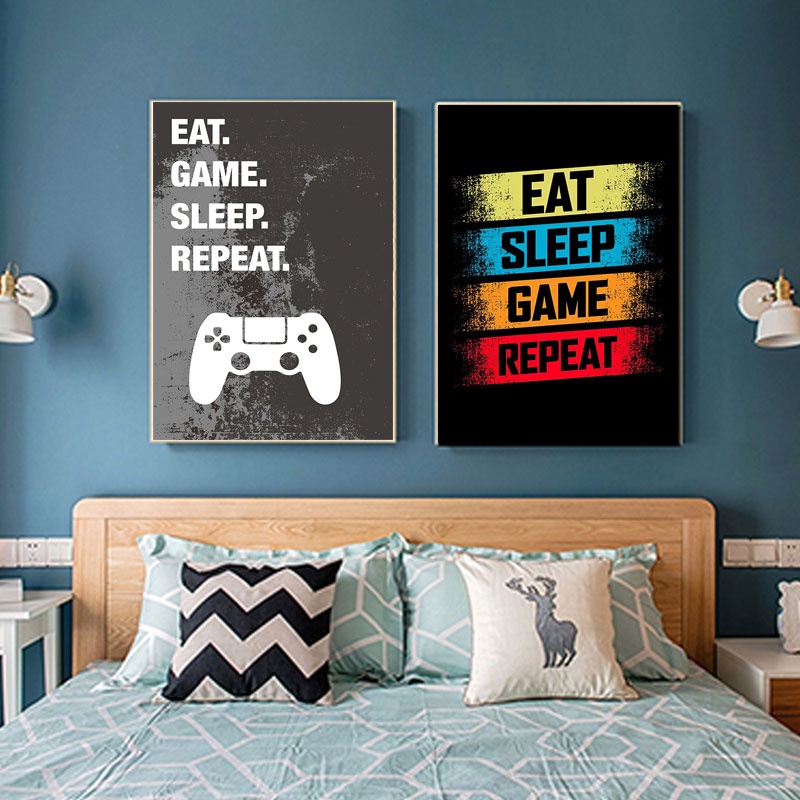 Phòng Chơi Game Tranh Canvas Tay Cầm Chơi Game Trang Trí Phòng Ngủ Áp Phích Và In Hình Nghệ Thuật Treo Tường Hình Người Chơi Cho Bé Trai Phòng Trẻ Em