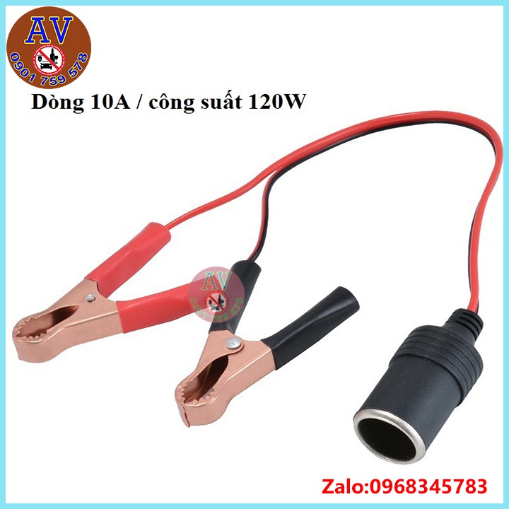 Dây Nguồn Ôto Đuôi Cái Tẩu Thuốc Kẹp Bình Ắc Quy